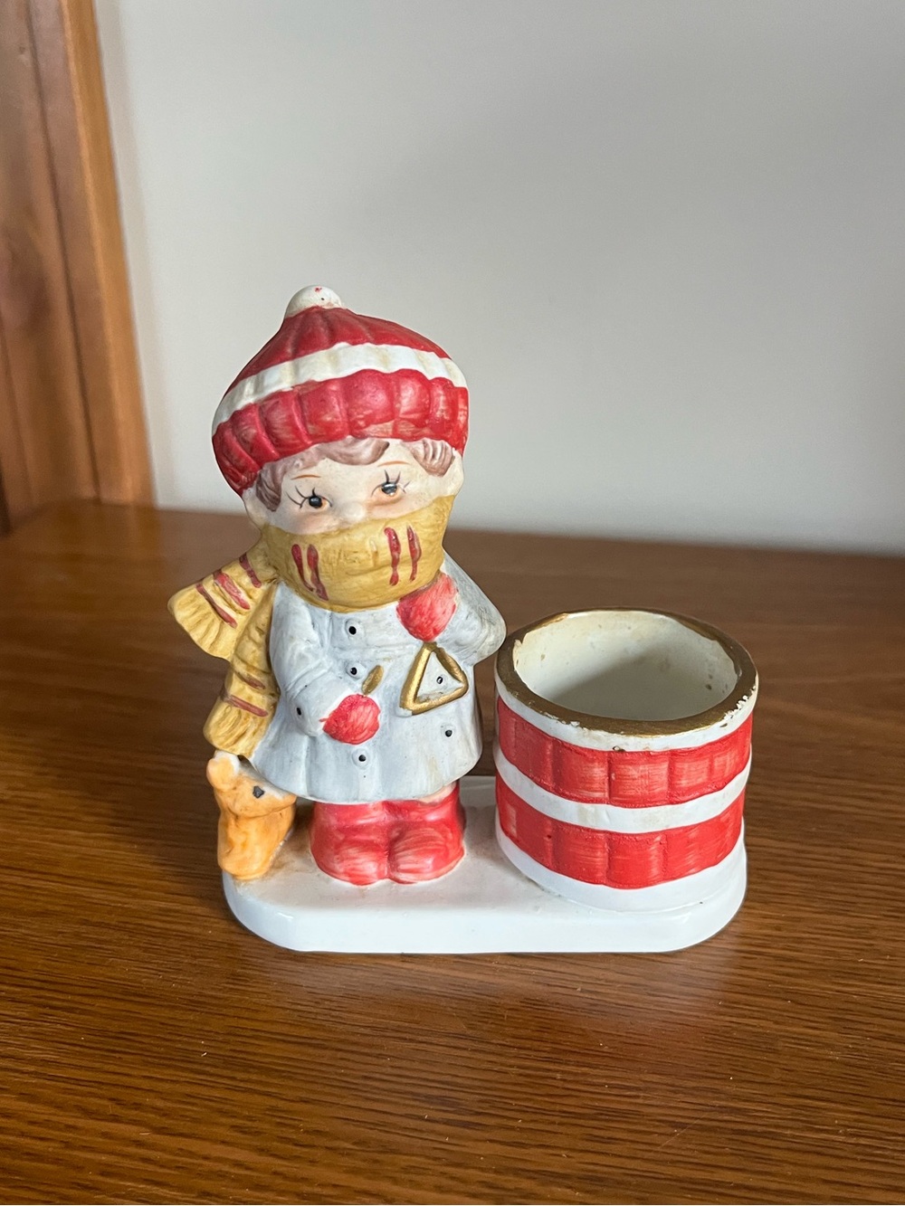 Winter Child Figurine Votive Candle Holder